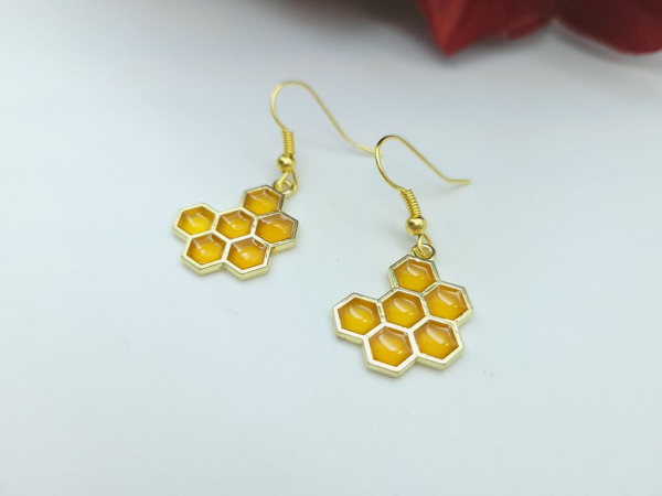 Bienen Waben Ohrringe goldfarben